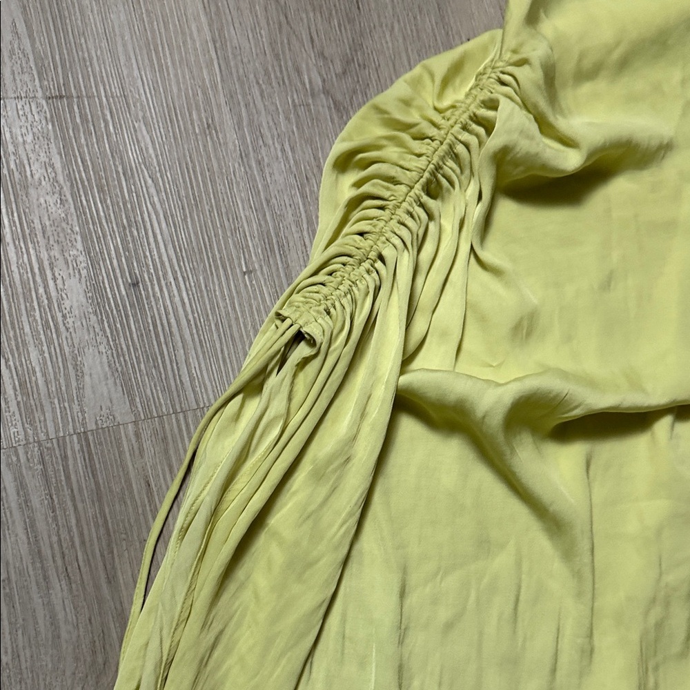 NWT Free People Square Neck Ruched Sexy Yellow Midi Dress - Picture 4 of 6
